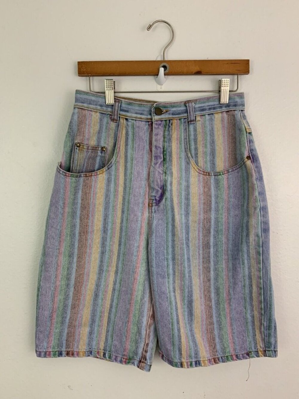 Vintage 80s 90s  Styles to Go Sz 11/12 Denim Shorts High Waist Stripe
